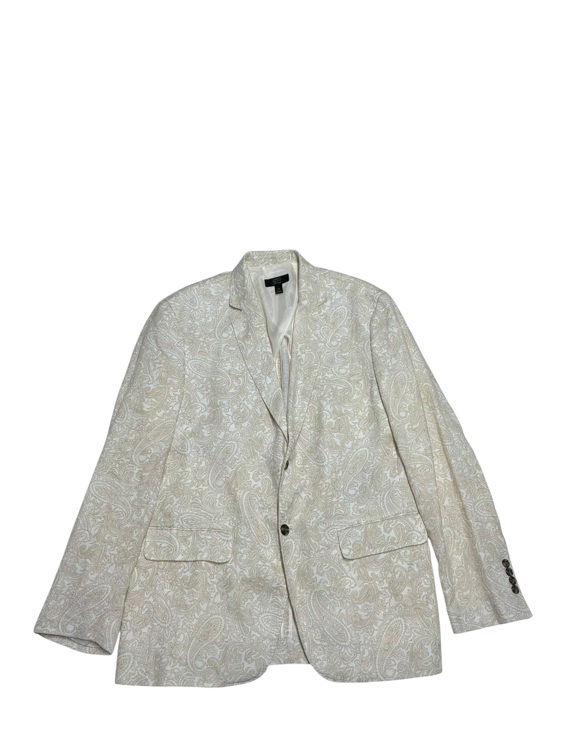 Club Room Mens Regular fit Sport Coat Blazer Large Linen Floral Beige