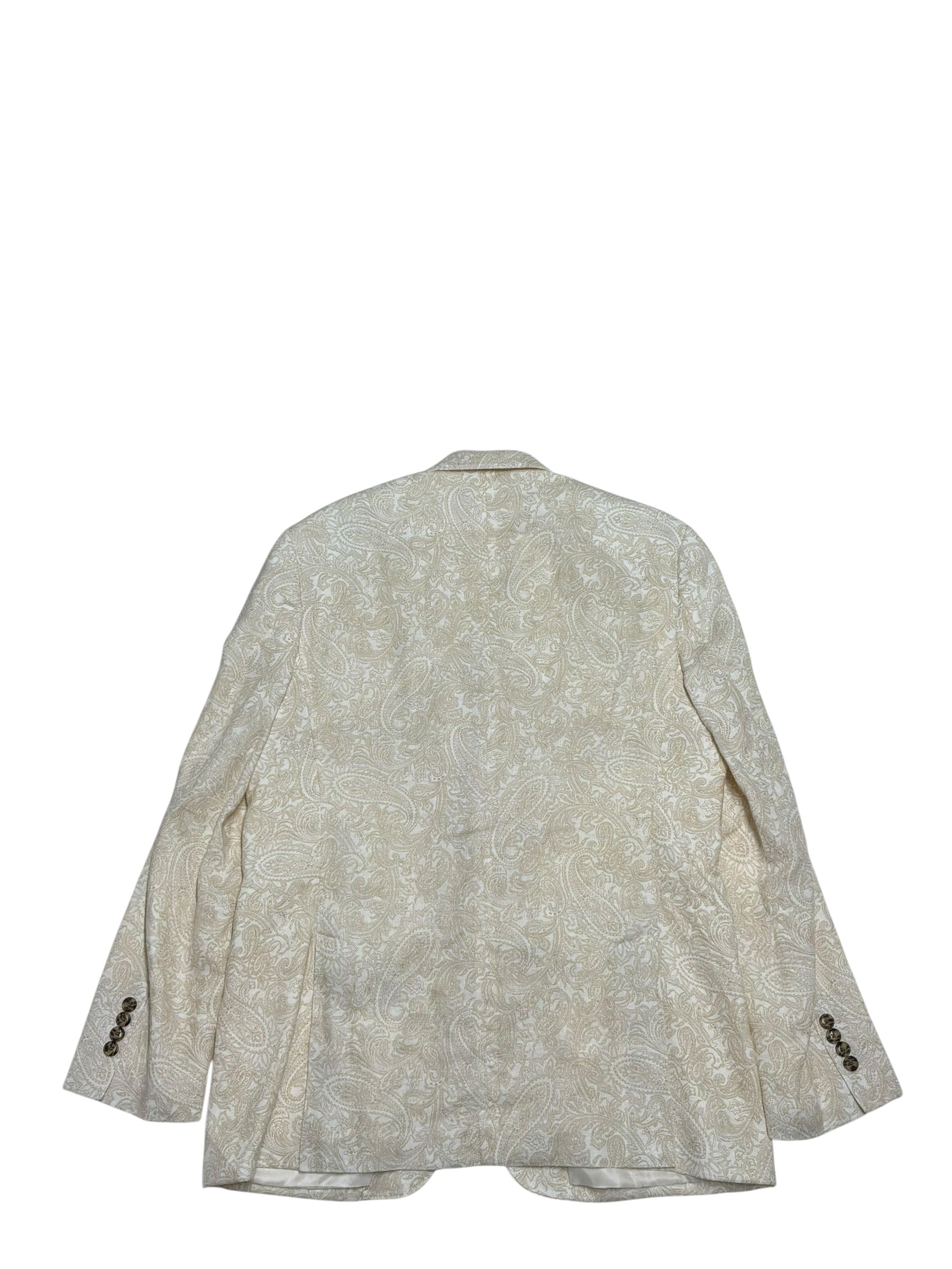 Club Room Mens Regular fit Sport Coat Blazer Large Linen Floral Beige