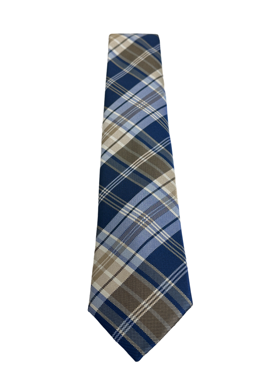 Tommy Hilfiger Men's Classic Plaid Tie Necktie Blue / Taupe