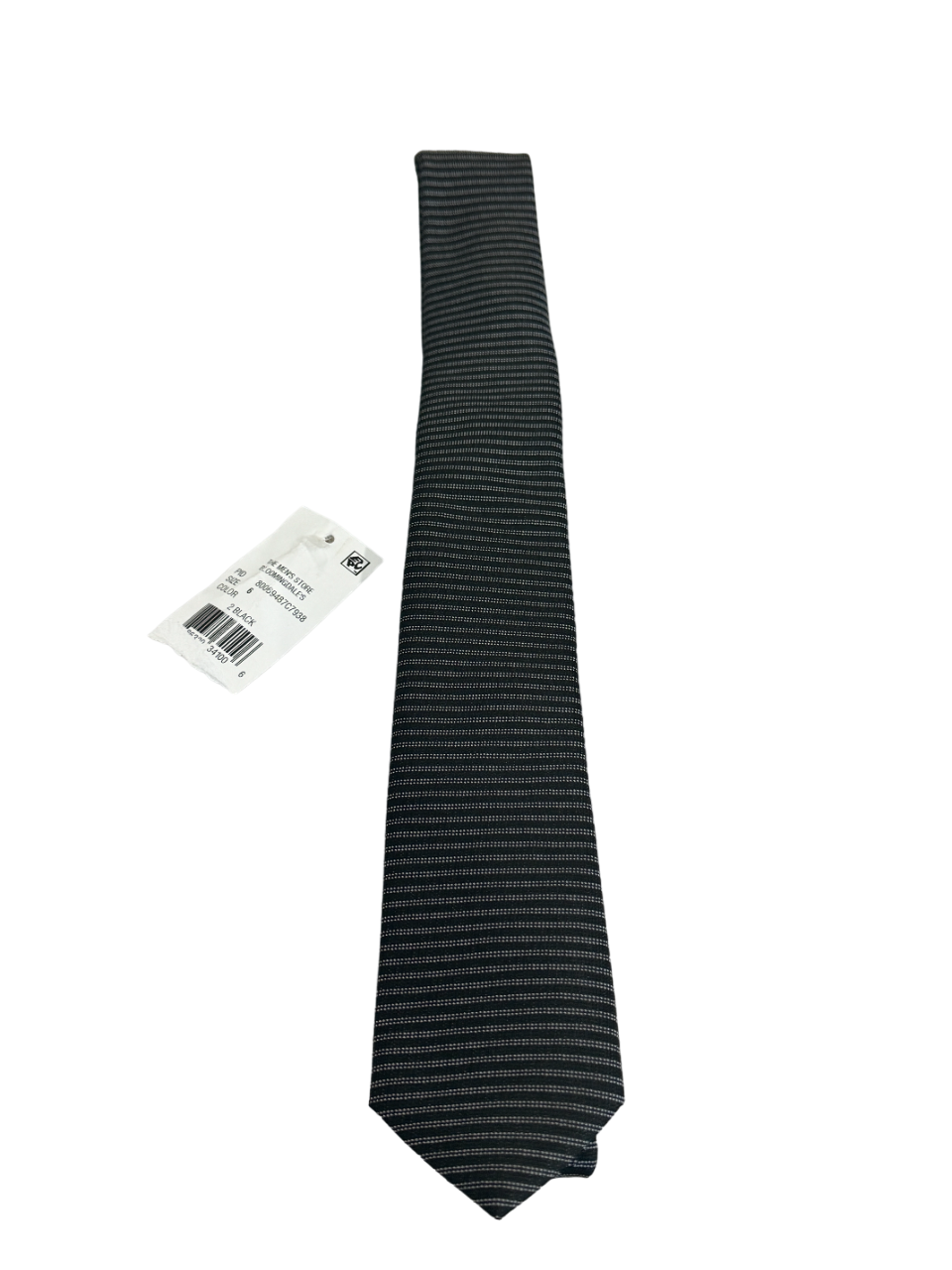 The Men's Store  Diagonal Stripe Silk Skinny Tie Black Necktie