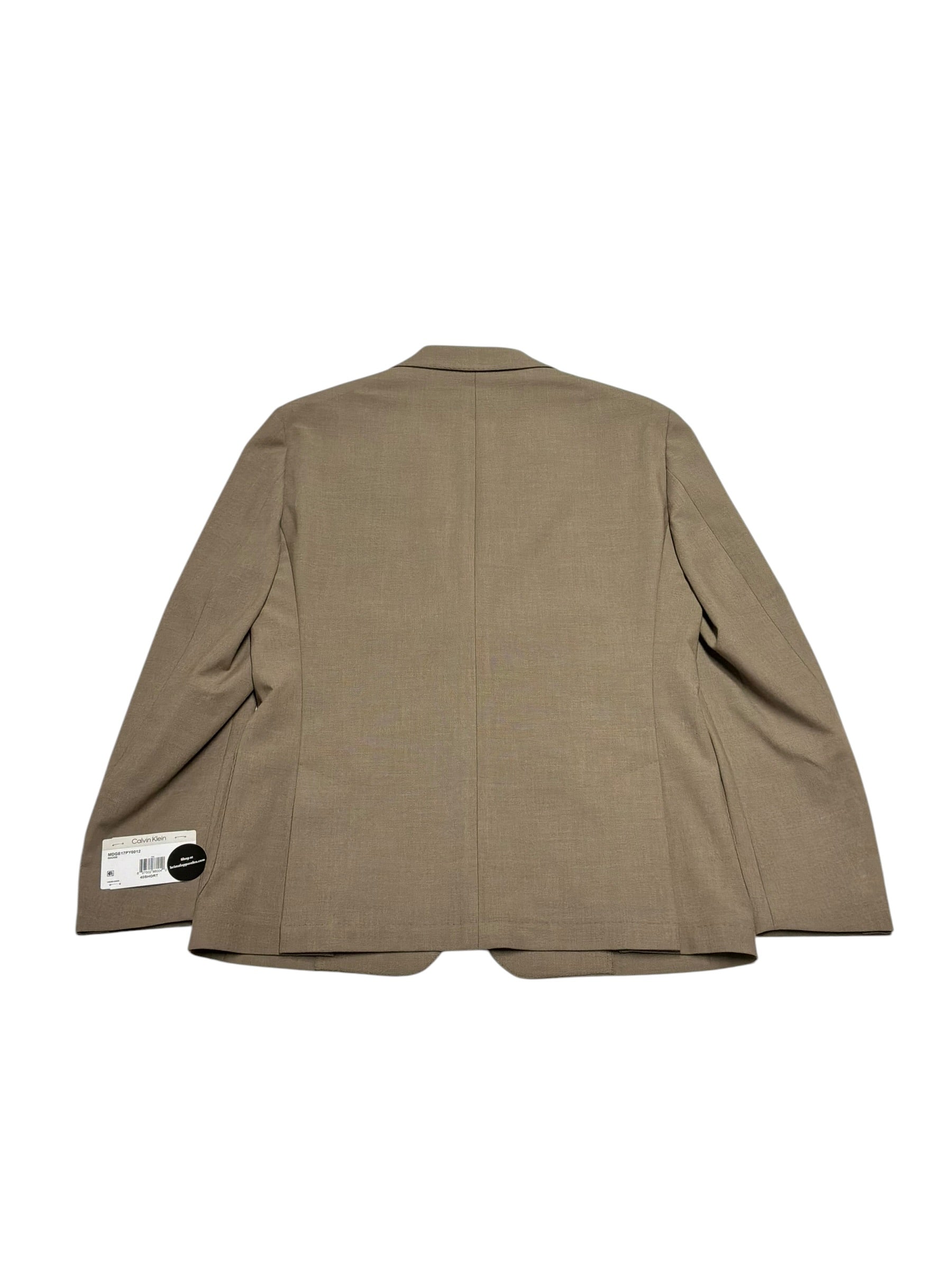 Calvin Klein Mens Slim fit Sport Coat Blazer 40 S Tan Brown Solid Stretch