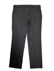 Kenneth Cole Mens Slim fit Dress Pants 36 / 30 Charcoal Grey / Purple Plaid