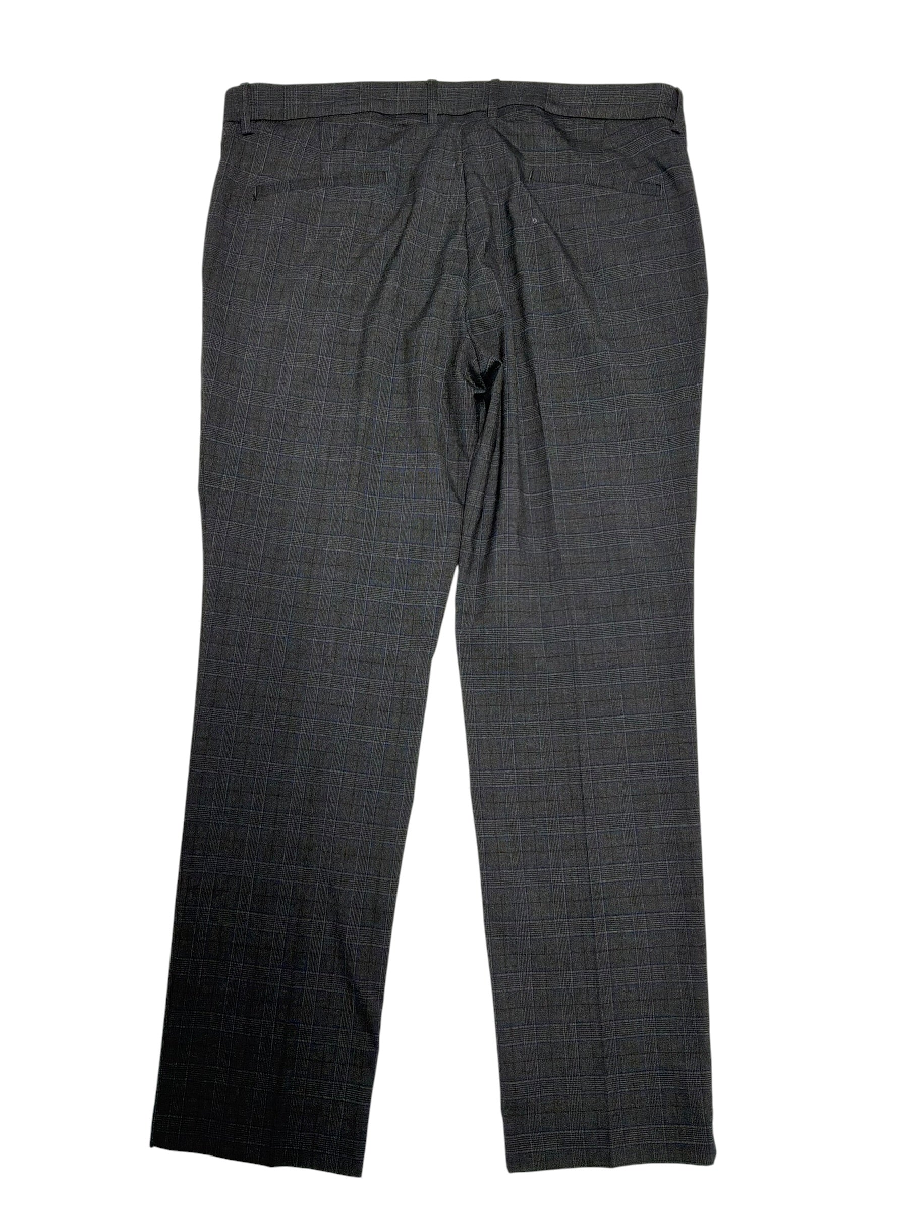 Kenneth Cole Mens Slim fit Dress Pants 36 / 30 Charcoal Grey / Purple Plaid