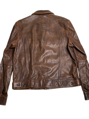 John Varvatos Mens Mark Leather Trucker Jacket EU 56 US 46 Brown