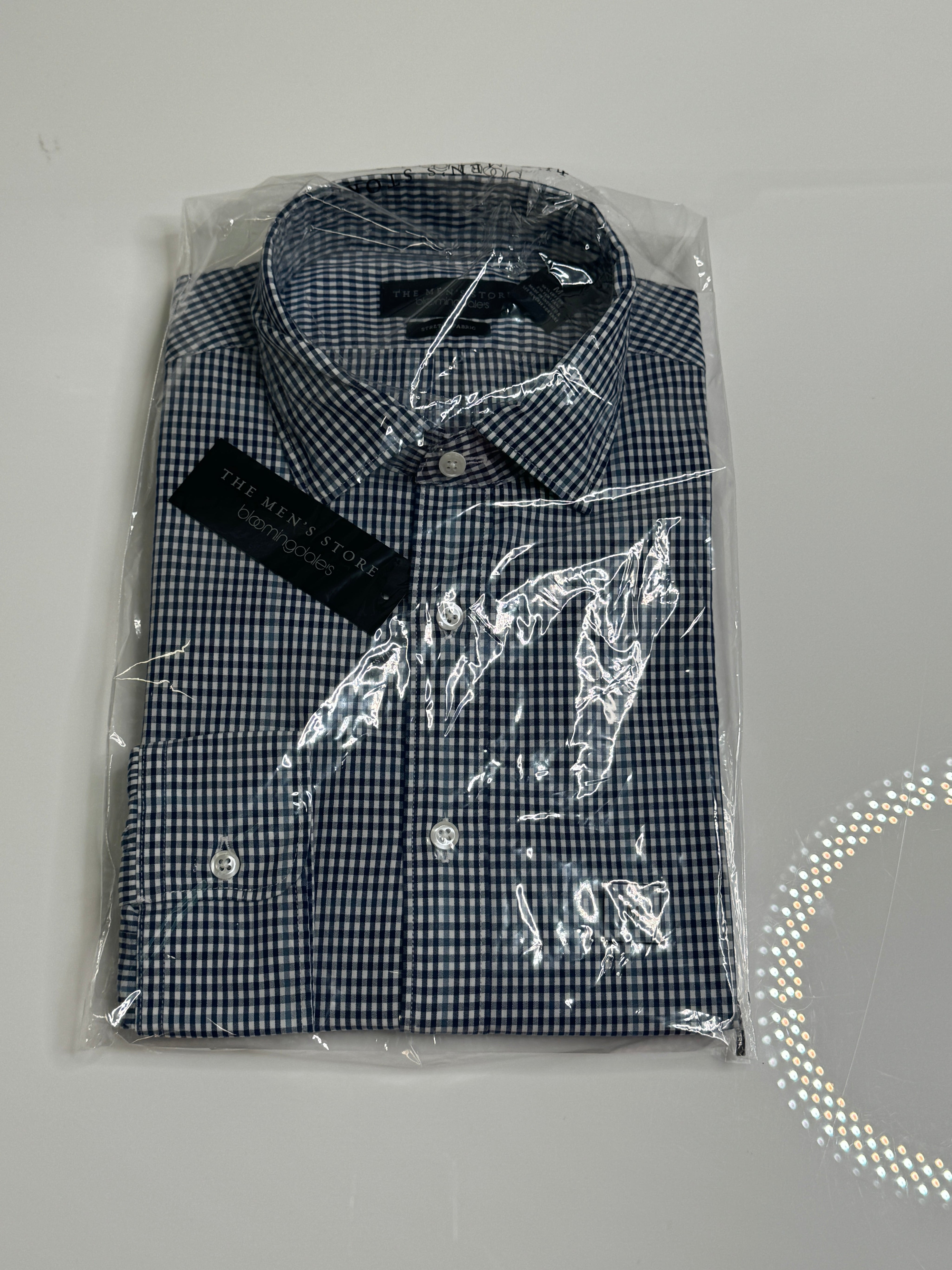 The Mens Store   Stretch Slim Fit Button Down Shirt Medium Blue