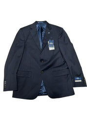 Hart Schaffner Marx Mens Classic fit Suit 42 L / 36 Waist Navy Blue Striped