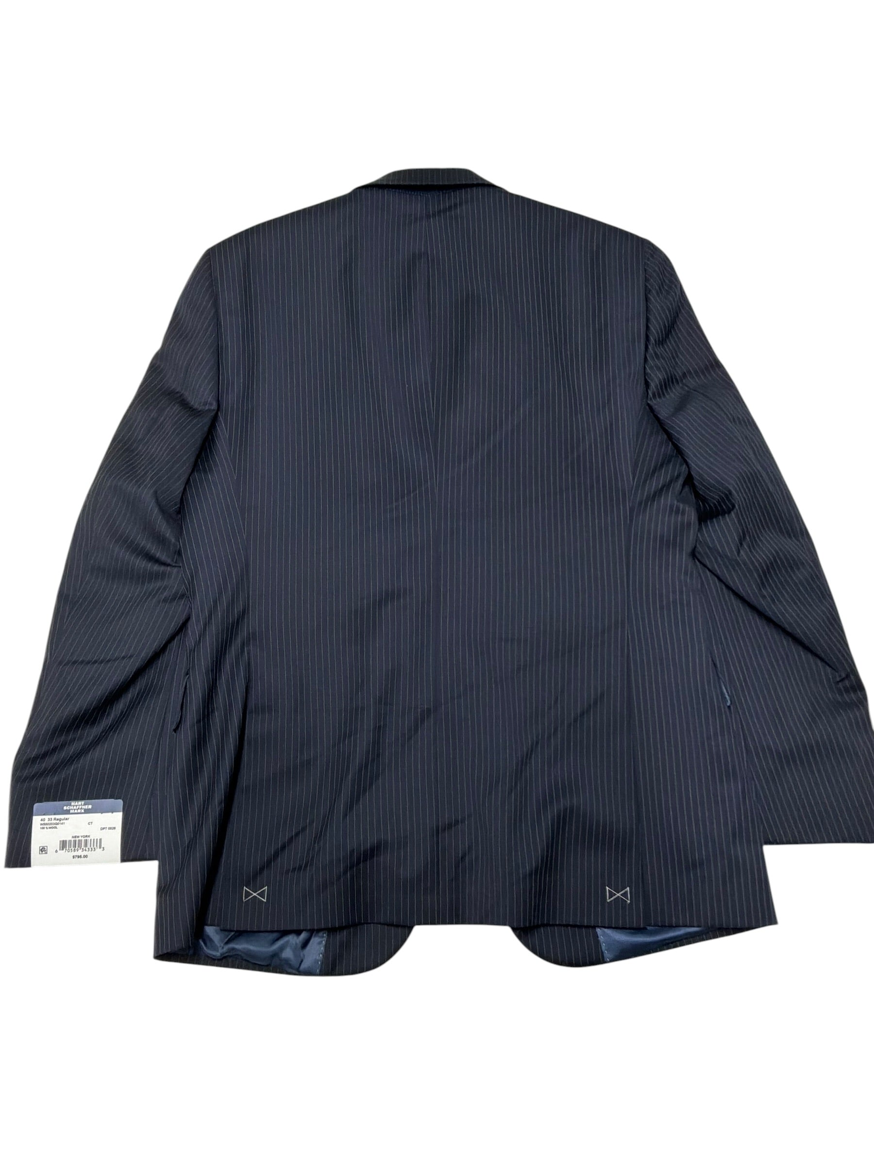 Hart Schaffner Marx Mens Classic fit Suit 42 L / 36 Waist Navy Blue Striped