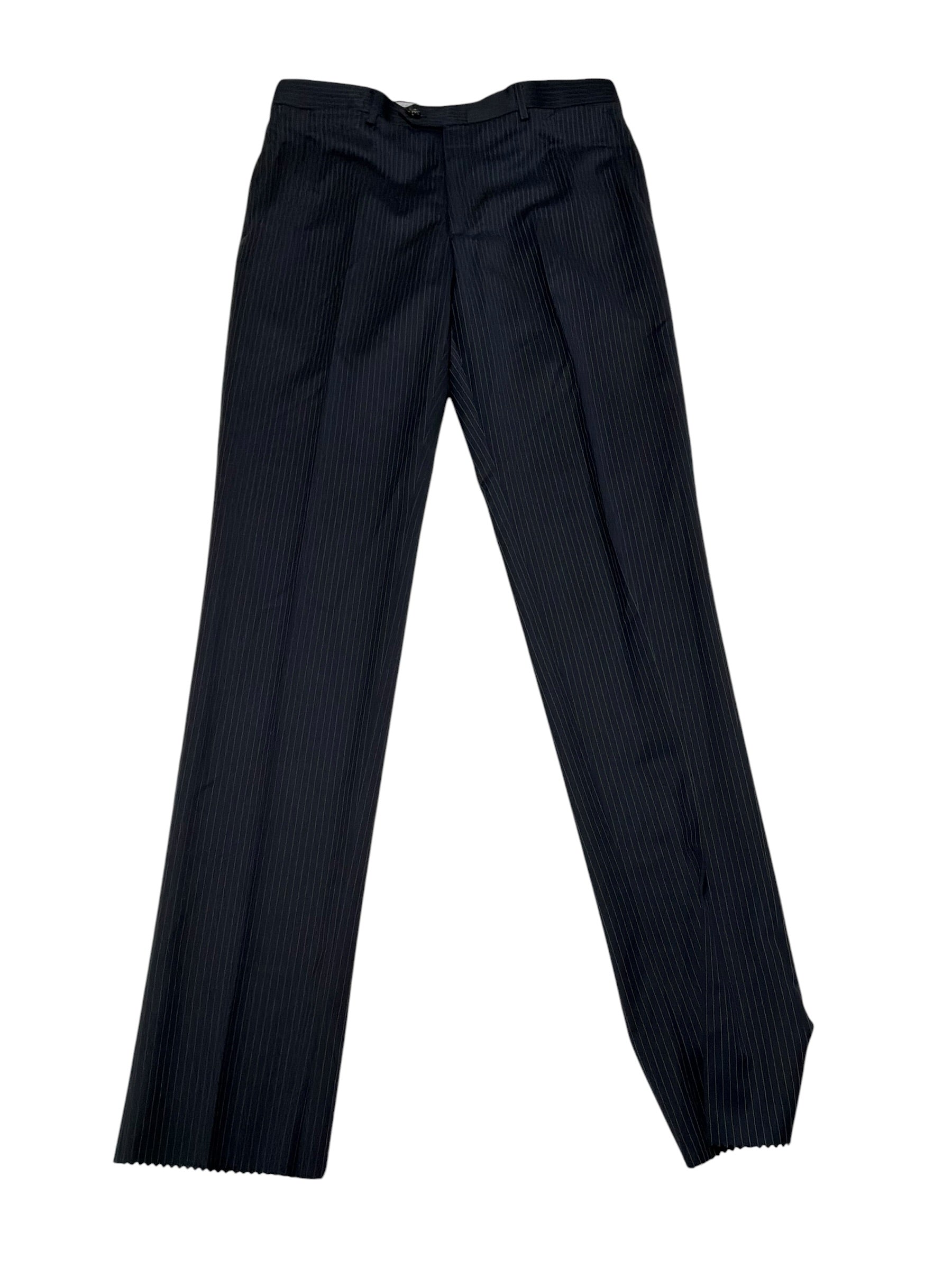 Hart Schaffner Marx Mens Classic fit Suit 42 L / 36 Waist Navy Blue Striped