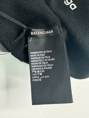 Balenciaga 3D Logo Rib Beanie Hat Black