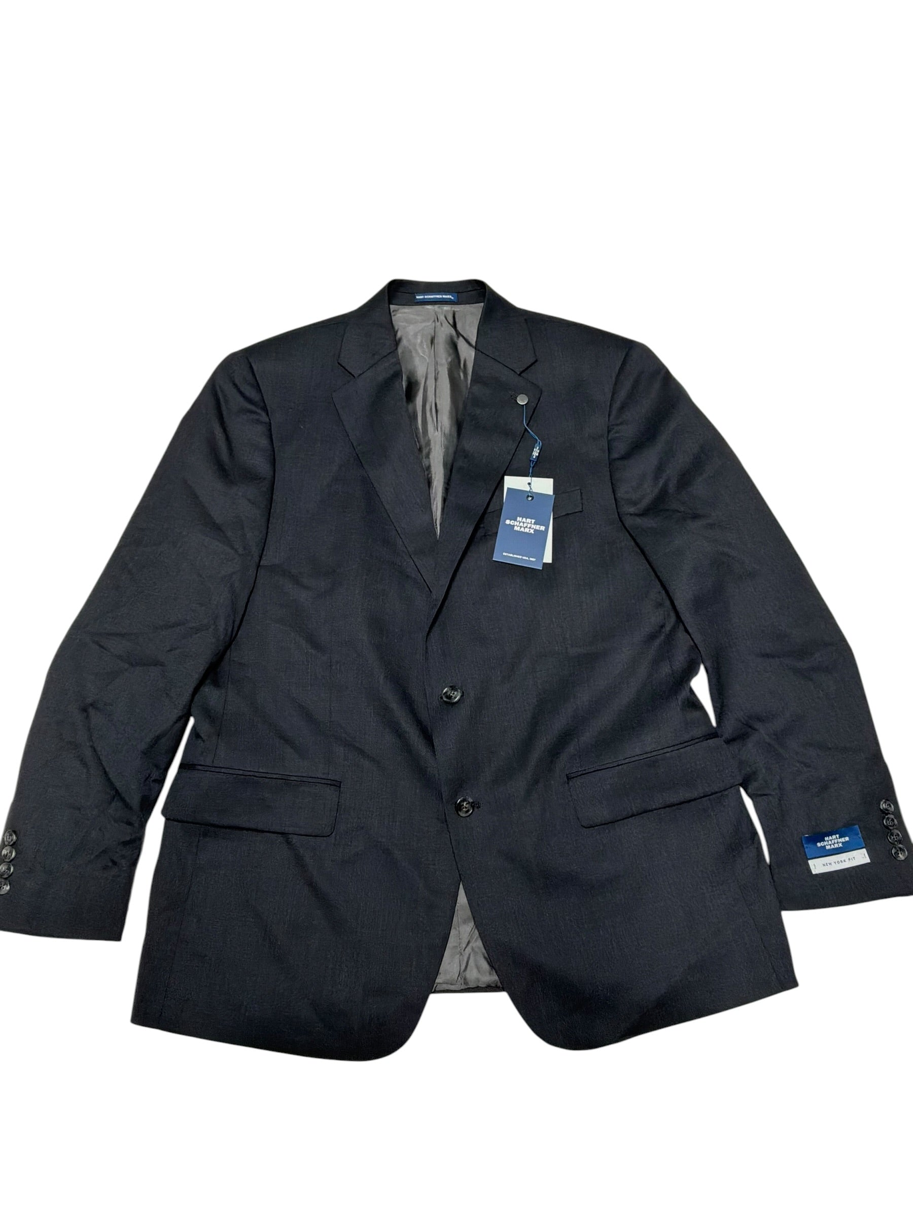 Hart Schaffner Marx Mens Regular fit 2 Piece Suit 44 R / 38 Waist Charcoal Grey