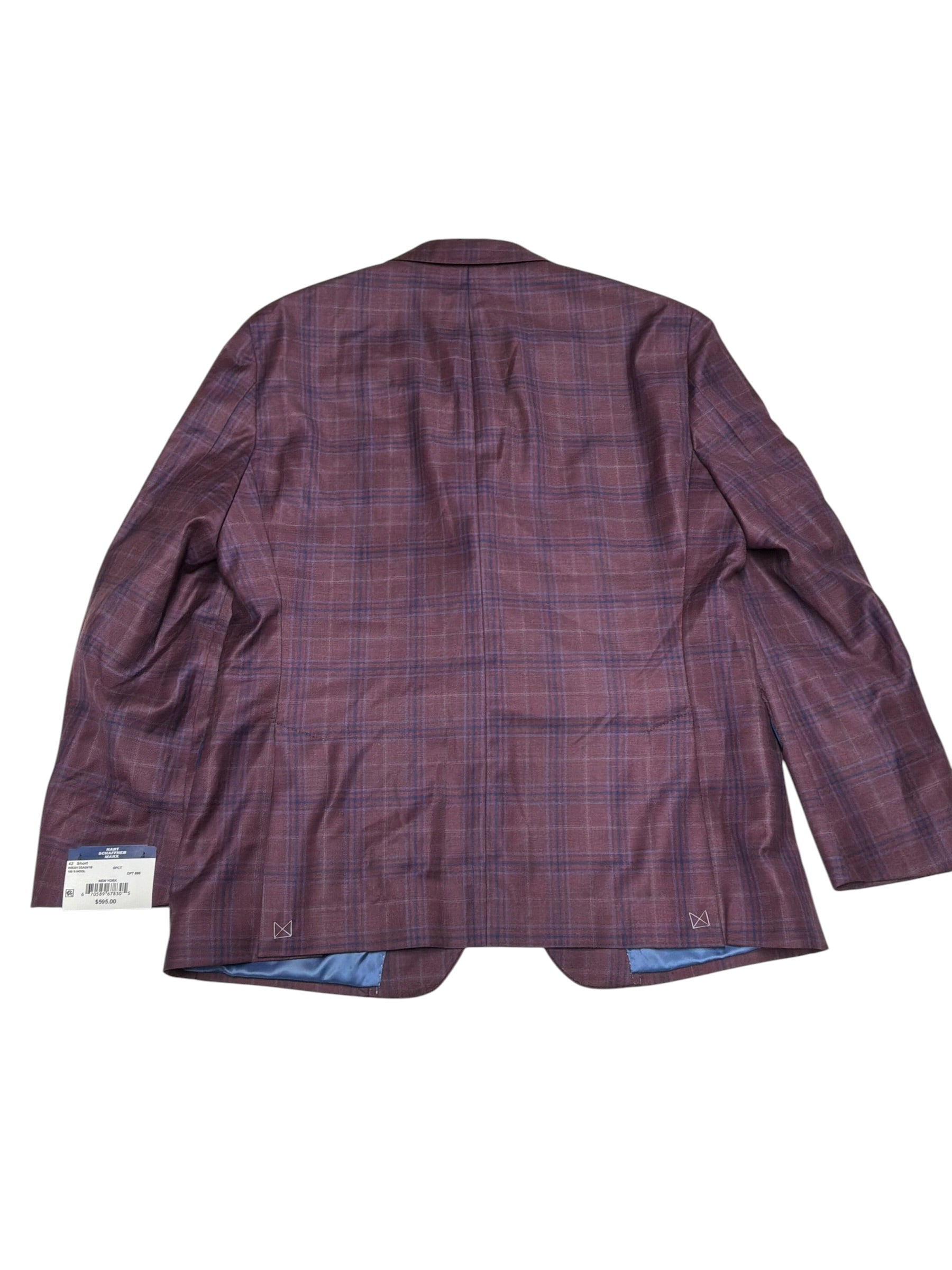 Hart Schaffner Marx Mens Regular fit Sport Coat Blazer 44 L Purple Plaid