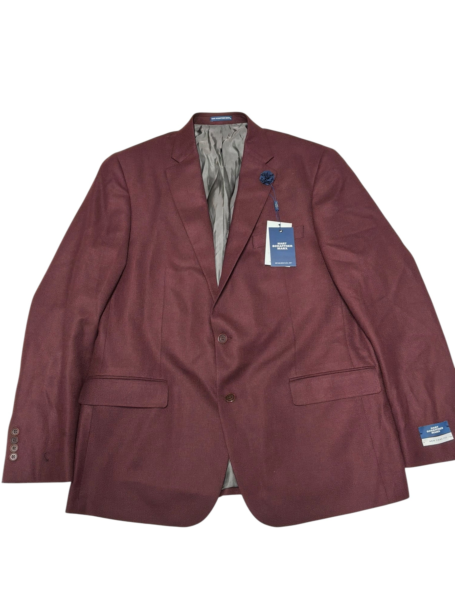 Hart Schaffner Marx Mens Regular fit Sport Coat Blazer 48 L Red Solid