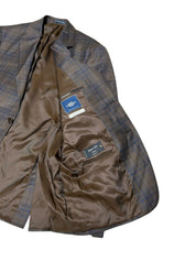 Hart Schaffner Marx Mens Regular fit Sport Coat Blazer 46 L Brown Blue Plaid
