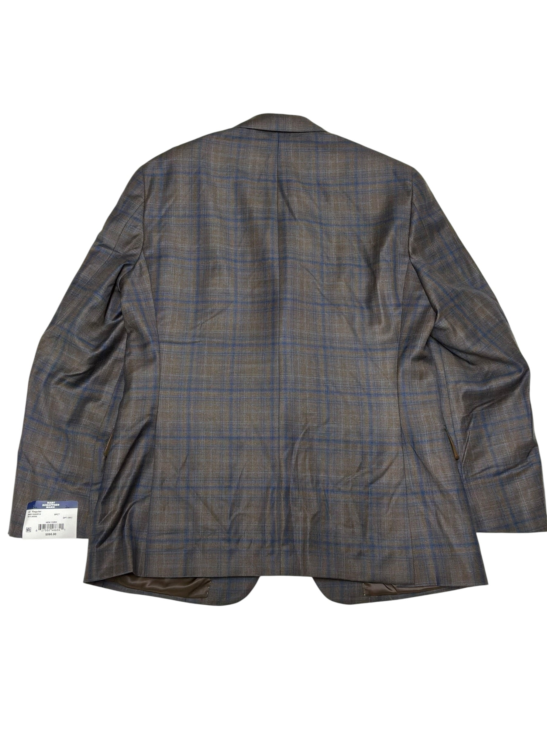 Hart Schaffner Marx Mens Regular fit Sport Coat Blazer 42 R Brown Blue Plaid