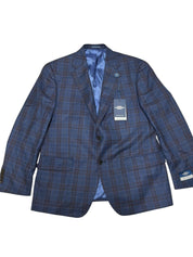 Hart Schaffner Marx Mens Regular fit Sport Coat Blazer 48 R Blue Brown Plaid