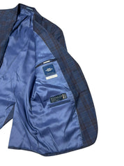 Hart Schaffner Marx Mens Regular fit Sport Coat Blazer 48 R Blue Brown Plaid