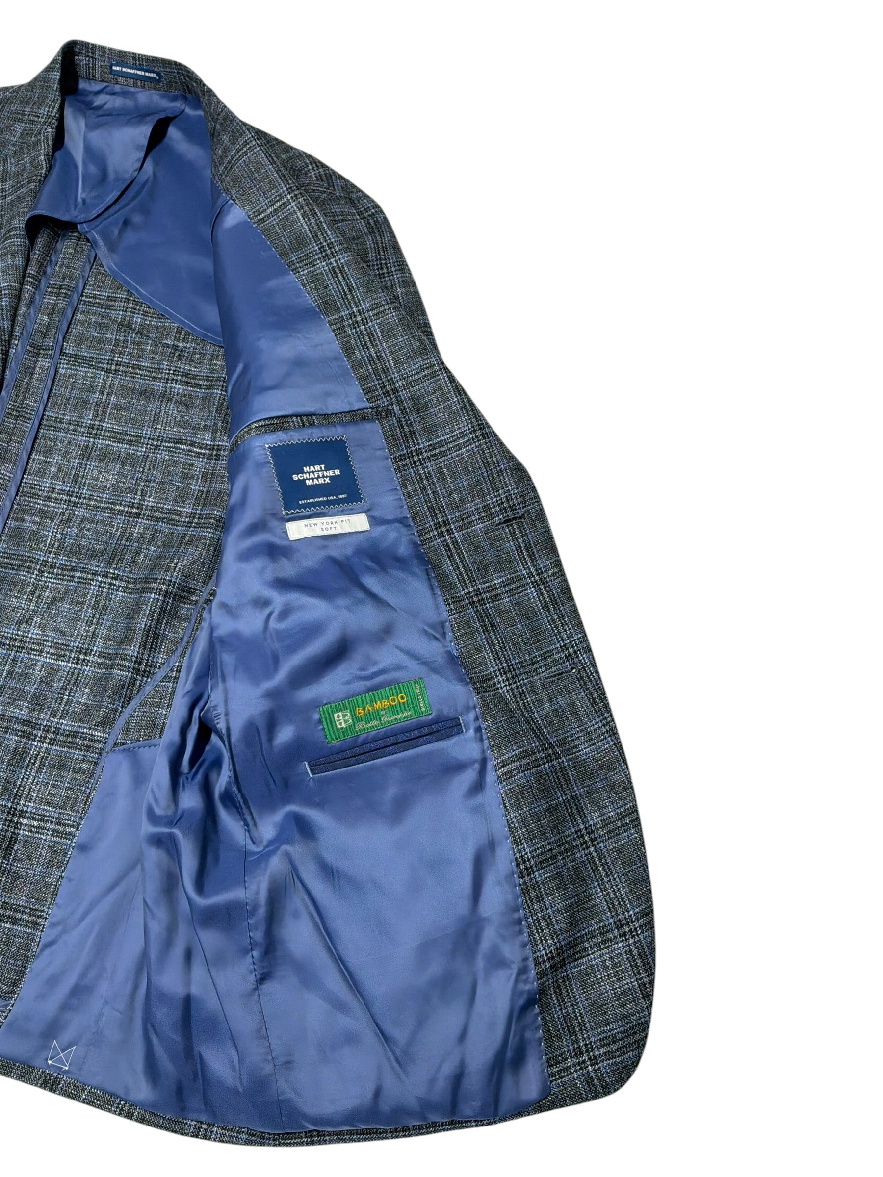 Hart Schaffner Marx Mens Regular fit Sport Coat Blazer 42 R Gray Blue Plaid