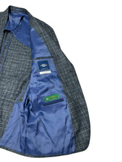 Hart Schaffner Marx Mens Regular fit Sport Coat Blazer 48 R Gray Blue Plaid