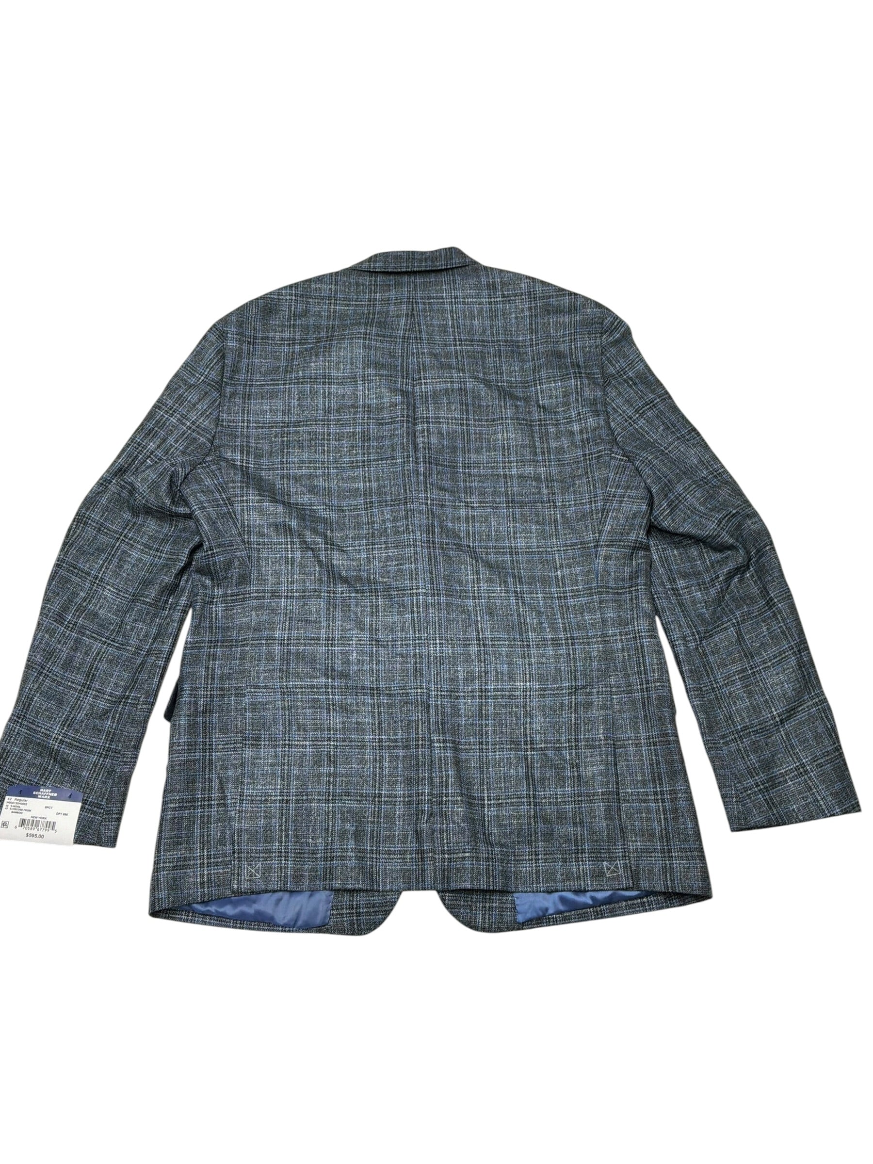Hart Schaffner Marx Mens Regular fit Sport Coat Blazer 42 R Gray Blue Plaid