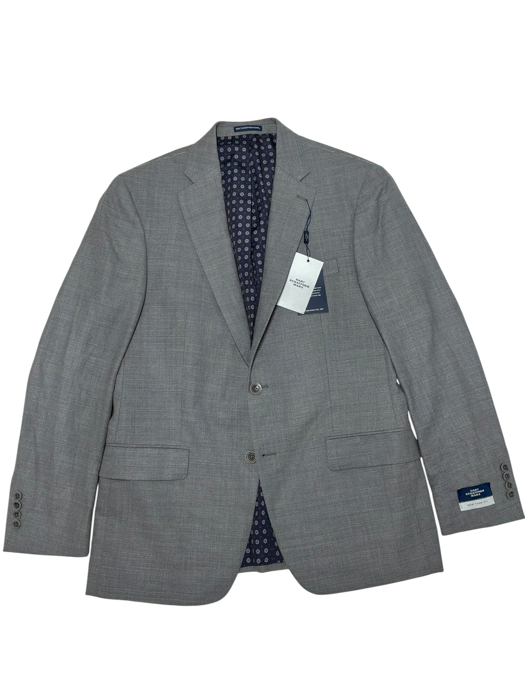 Hart Schaffner Marx Mens Regular fit Sport Coat Blazer 40 R Silver Gray Wool