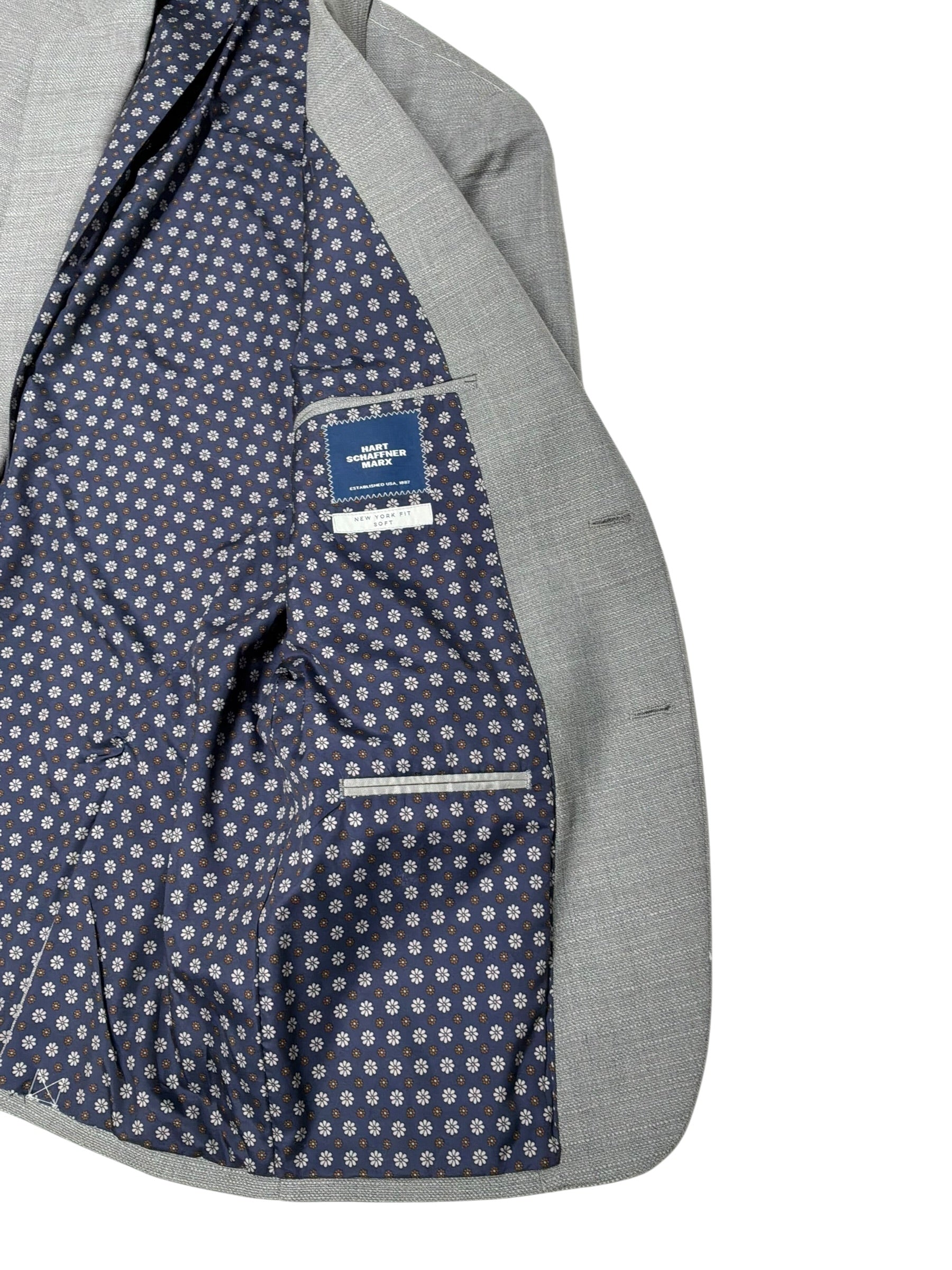 Hart Schaffner Marx Mens Regular fit Sport Coat Blazer 40 R Silver Gray Wool