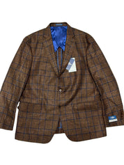 Hart Schaffner Marx Mens Regular fit Sport Coat Blazer 50 R Brown Plaid