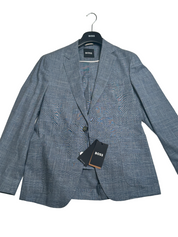 Hugo Boss Mens Hanry Wool & Cotton Tonal Plaid Slim Fit Suit 38S / 32W Blue