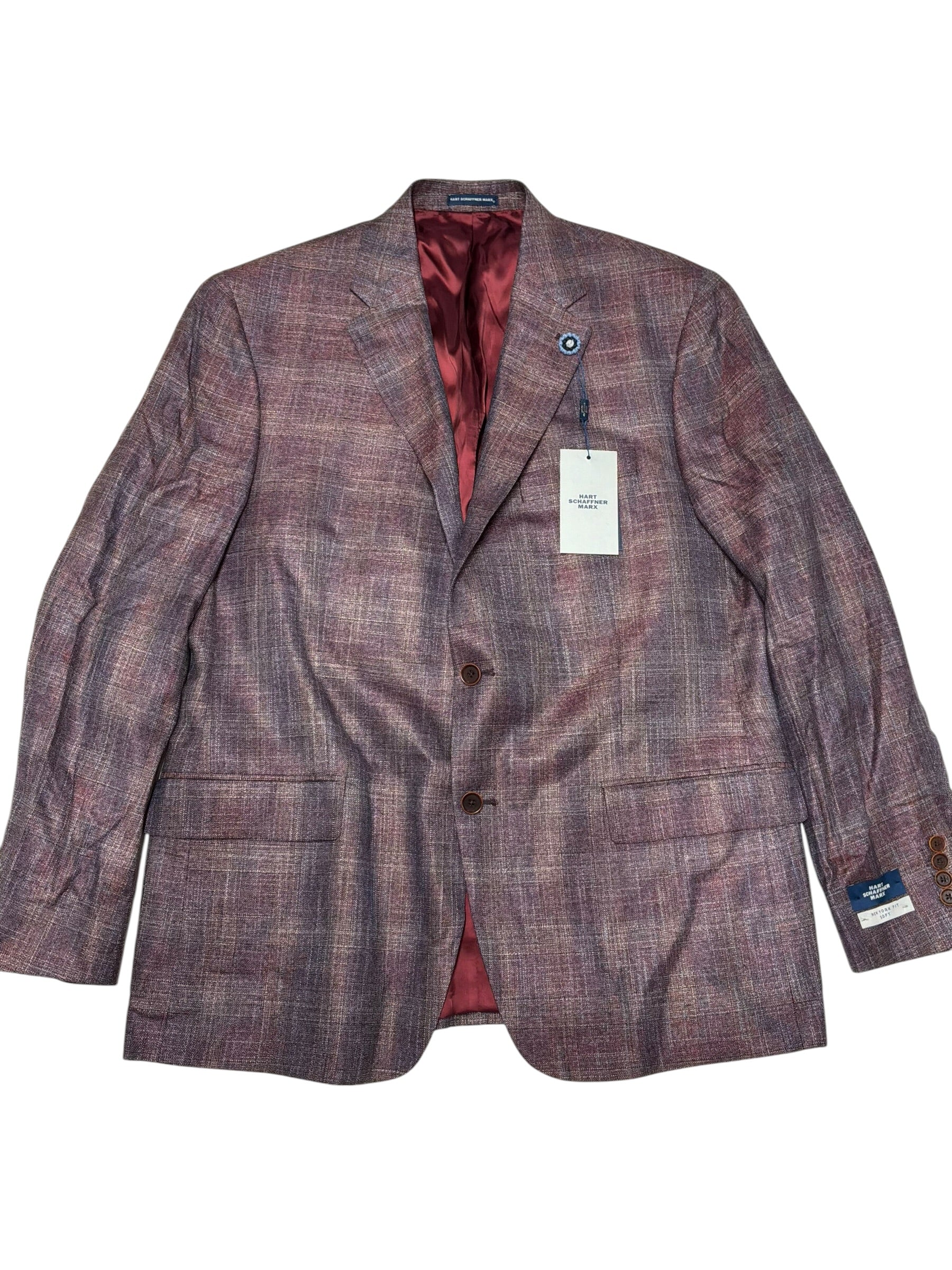 Hart Schaffner Marx Mens Regular fit Sport Coat Blazer 44 L Pink Plaid Bamboo