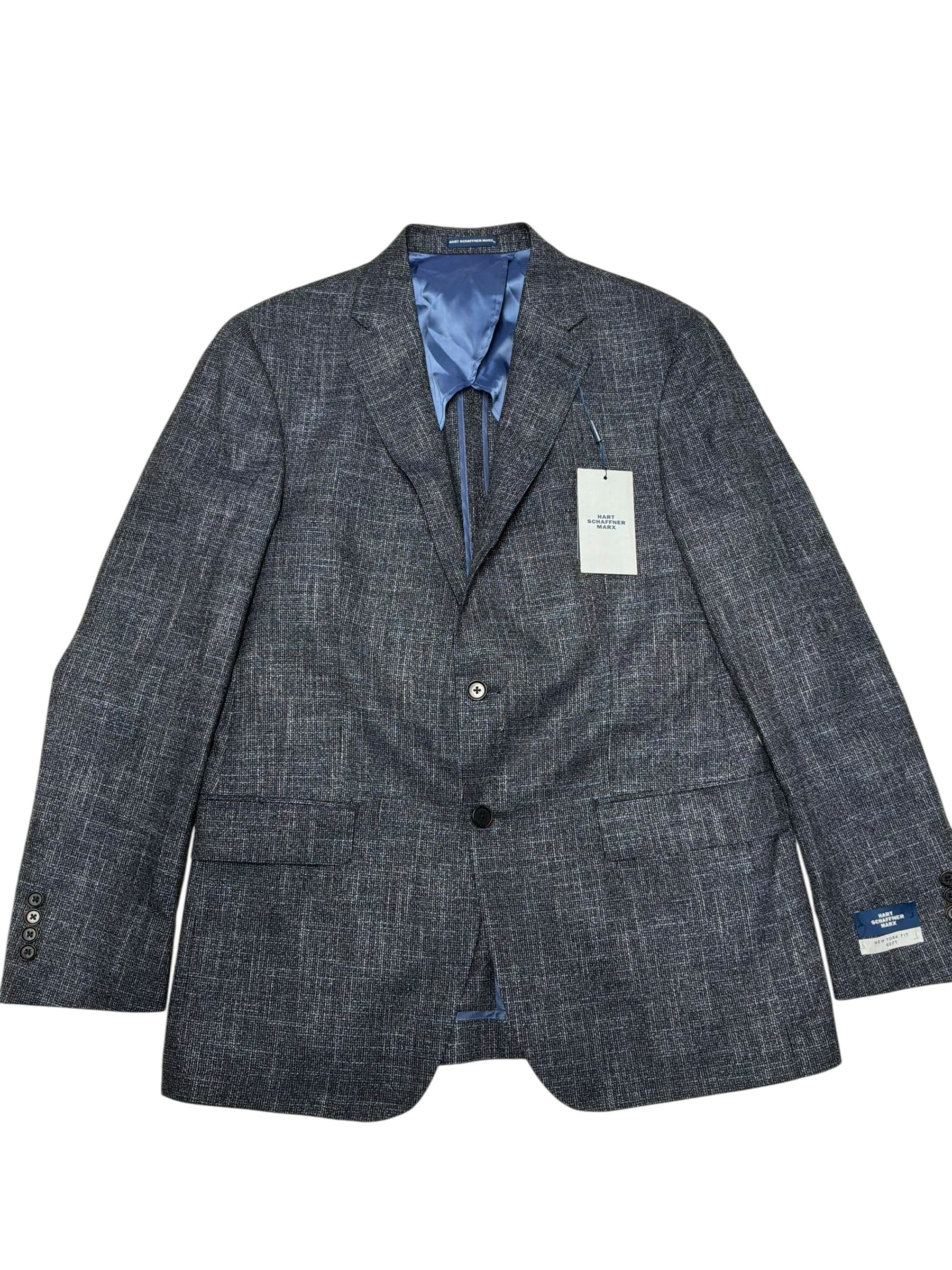 Hart Schaffner Marx New York Crosshatch Regular Fit Sport Coat 40 R Dark Wool