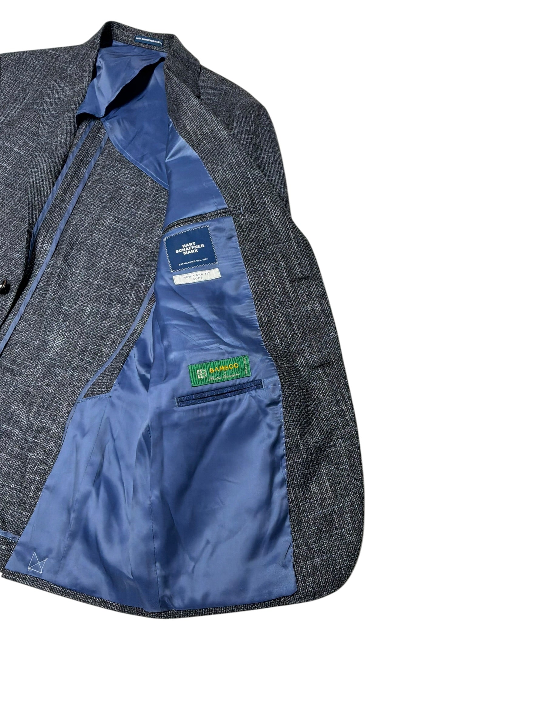 Hart Schaffner Marx New York Crosshatch Regular Fit Sport Coat 40 R Dark Wool