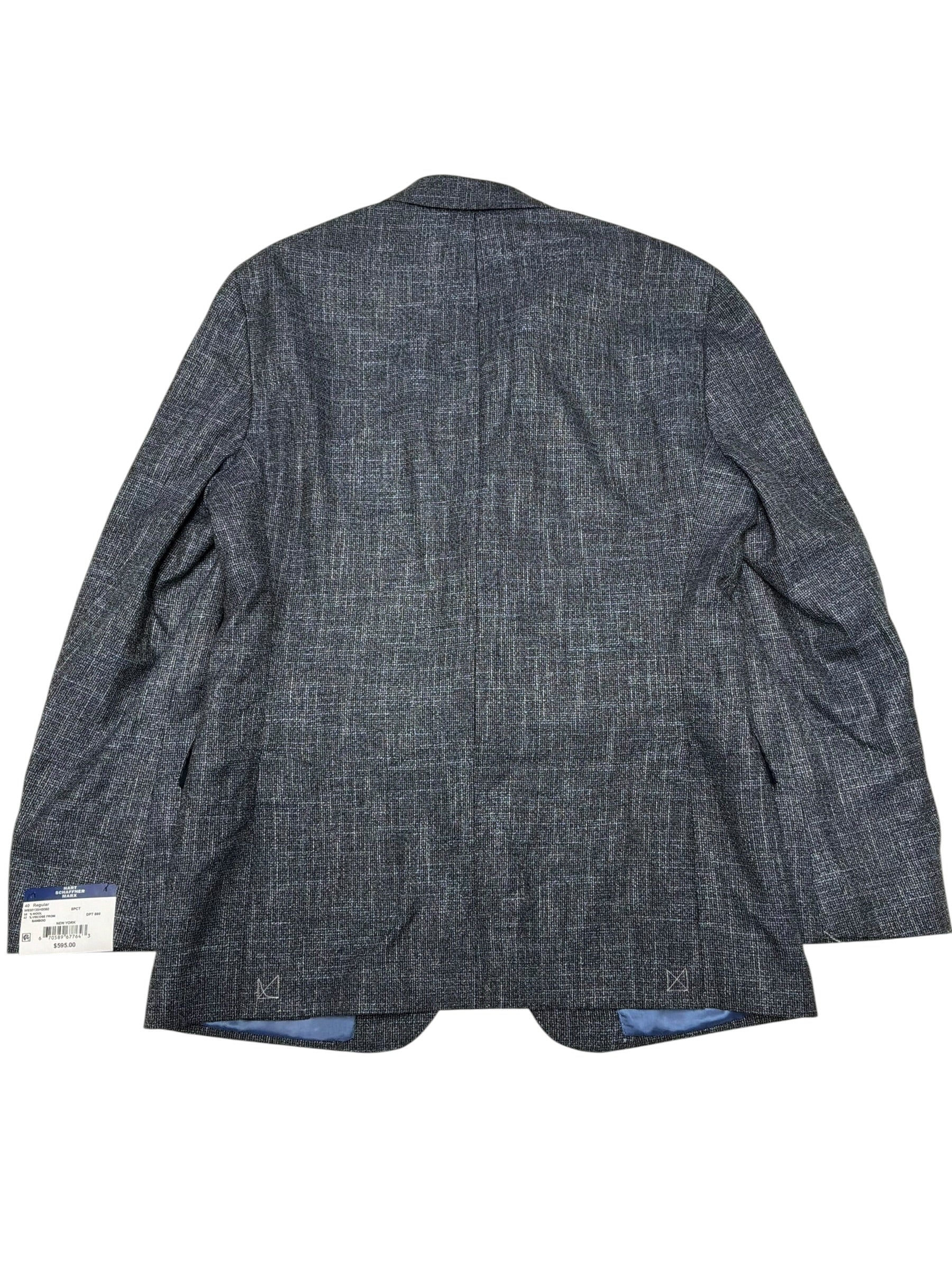 Hart Schaffner Marx New York Crosshatch Regular Fit Sport Coat 40 R Dark Wool
