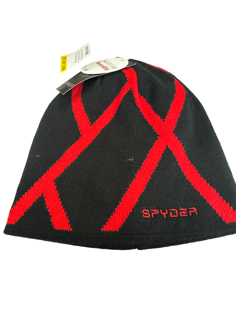 Spyder Mens Black Red Beanie Hat One Size