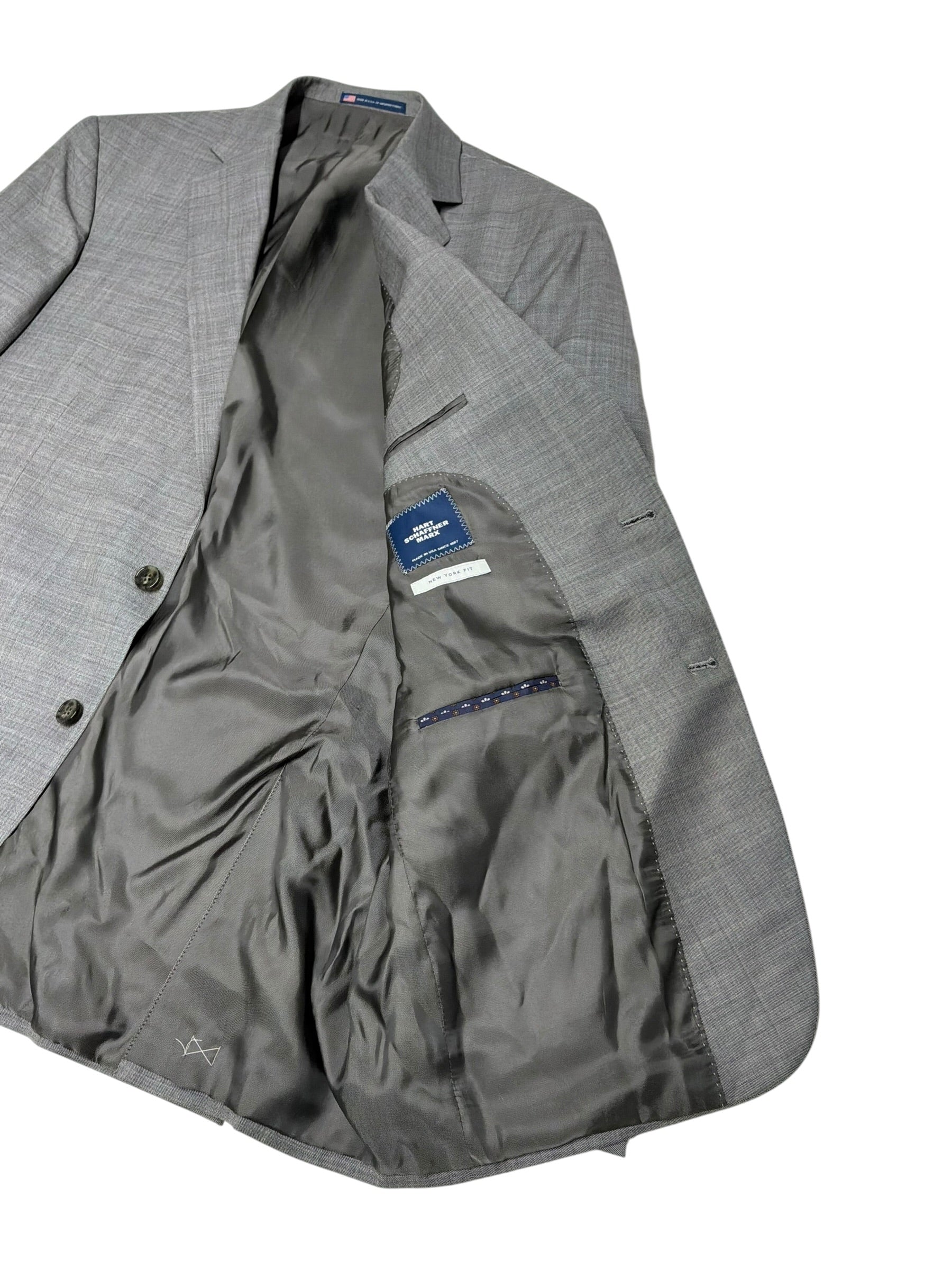 Hart Schaffner Marx Mens Regular fit Suit Jacket Blazer 46 L Light Grey Solid