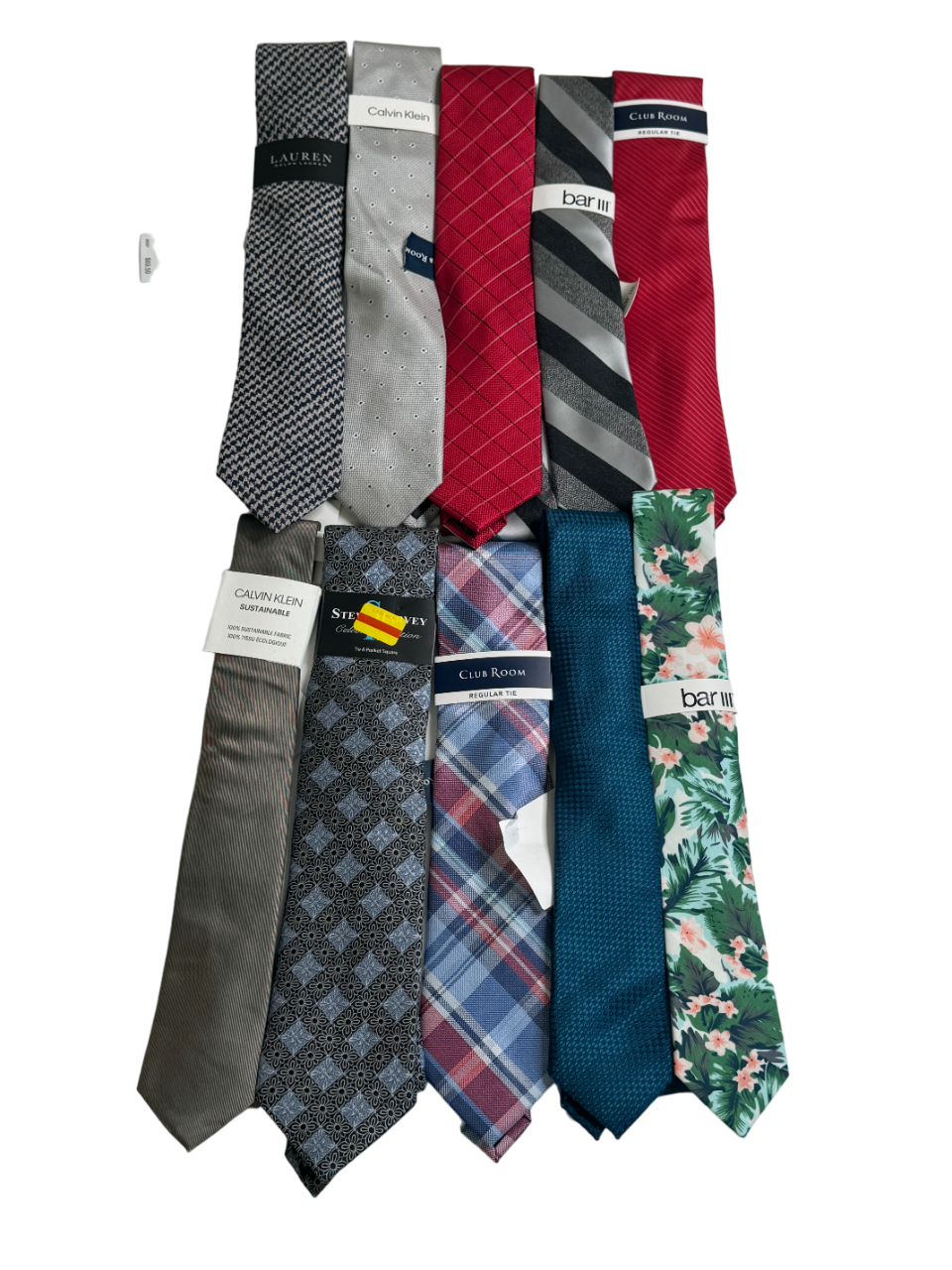 NEW Lot of 10 Mens Ties Neckties Lauren Calvin Klein Bar iii Blue Red Green