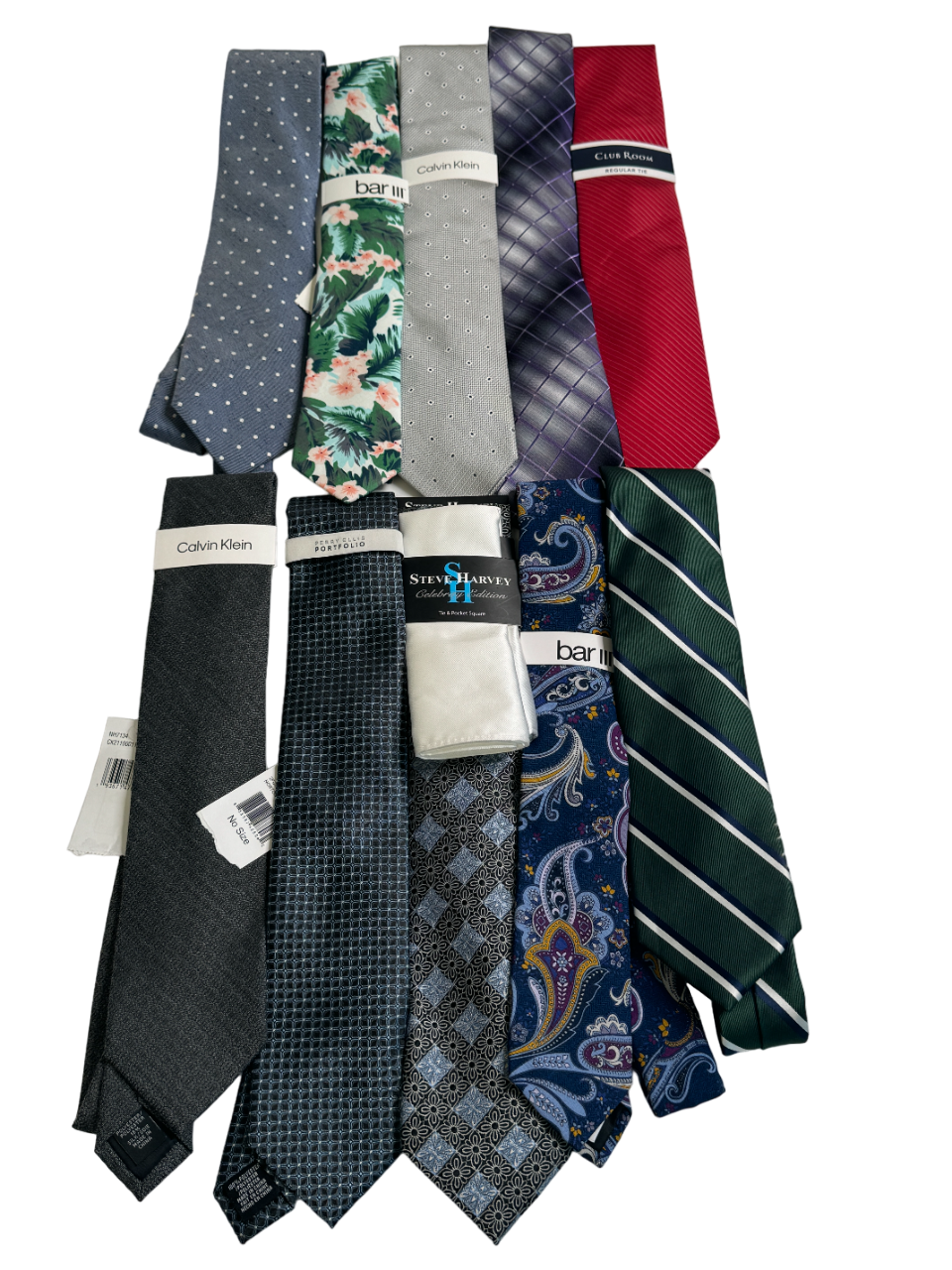 NEW Lot of 10 Mens Ties Neckties Steve Harvey Calvin Klein Club Room Blue Red