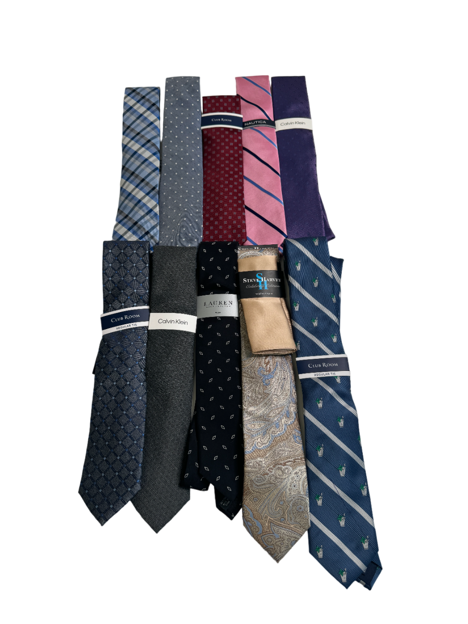 NEW Lot of 10 Mens Ties Neckties Steve Harvey Calvin Klein Nautica Blue Pink