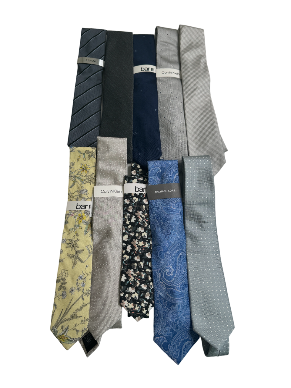 NEW Lot of 10 Mens Ties Neckties Michael Kors Bar iii Yellow Blue Grey