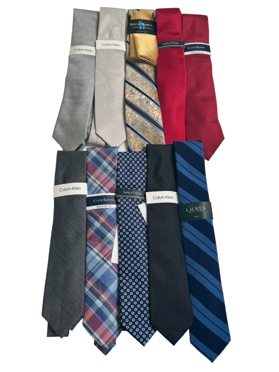 NEW Lot of 10 Mens Ties Neckties Lauren Nautica Bar iii Red Blue Grey