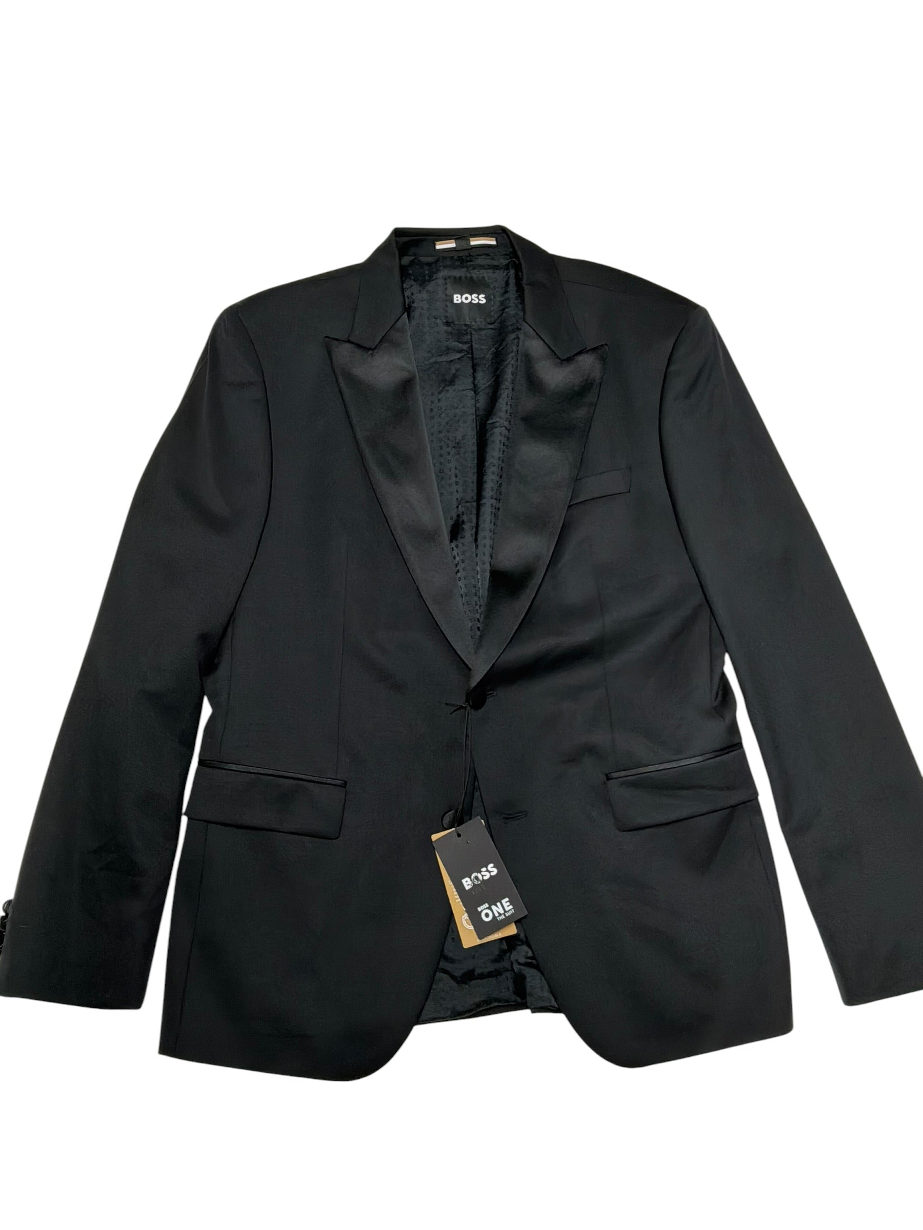 Hugo Boss Mens Slim fit Tuxedo Jacket Blazer 42 R Black Solid