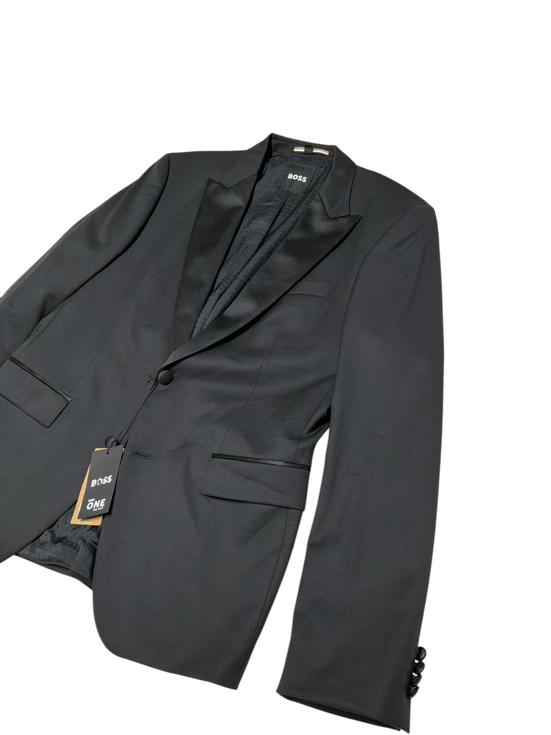 Hugo Boss Mens Slim fit Tuxedo Jacket Blazer 42 R Black Solid