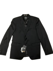 Hugo Boss Mens Slim fit Huge/Genius Suit 42 R / 36 Waist Black Solid Wool