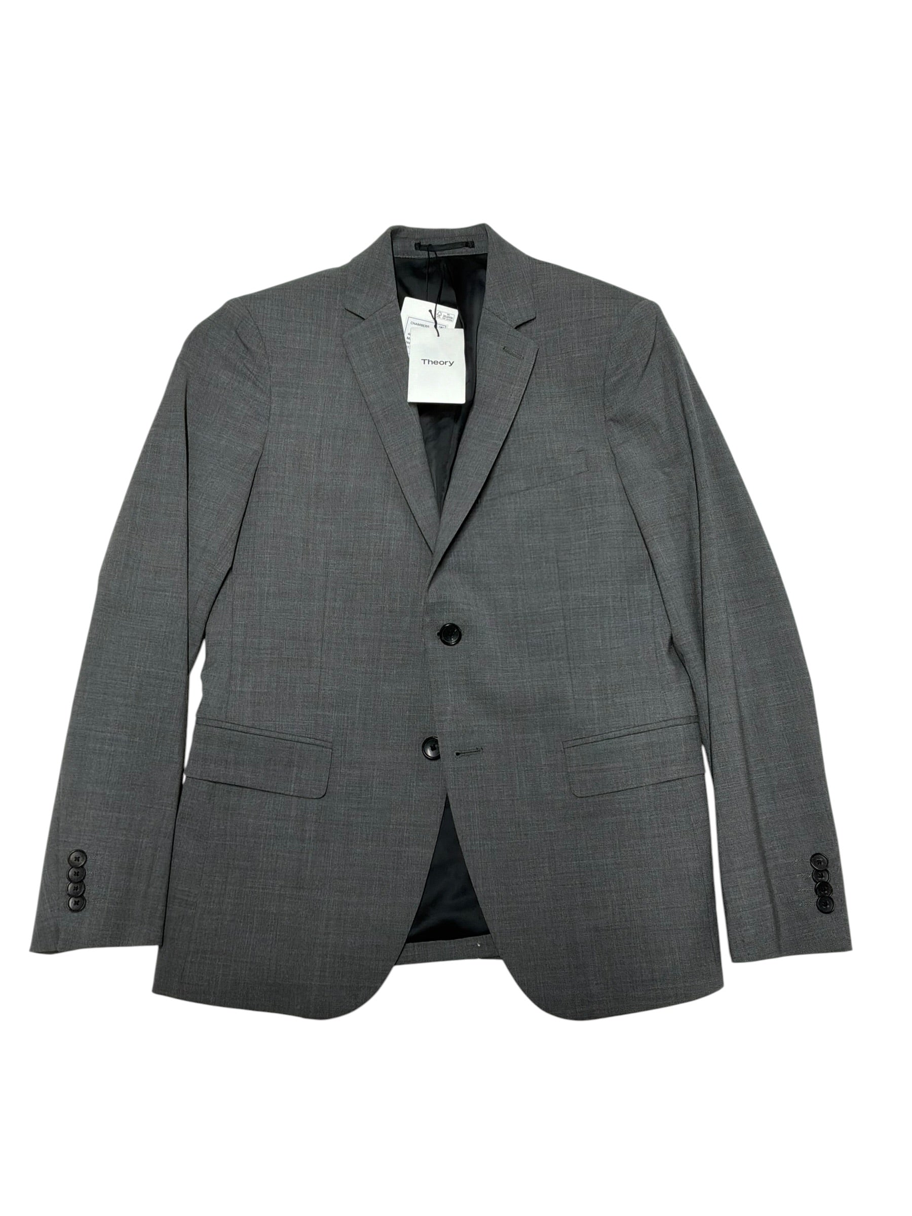Theory Mens Slim fit Sport Coat Blazer 36 S Mid Grey Solid