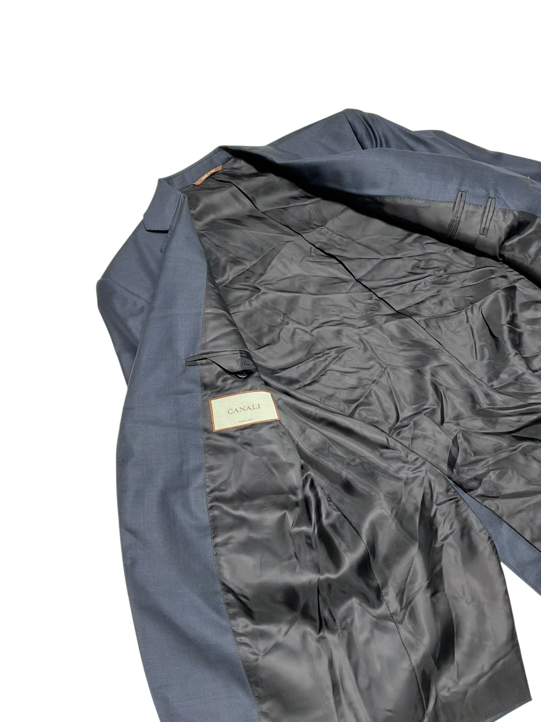 Canali Siena Sharkskin Classic Fit Suit Jacket US 40R / EU 50R Navy Blue