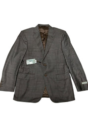 Canali Siena Sharkskin Regular Fit Suit Jacket Blazer US 40r EU 50R Brown Wool