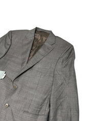 Canali Siena Sharkskin Regular Fit Suit Jacket Blazer US 40r EU 50R Brown Wool