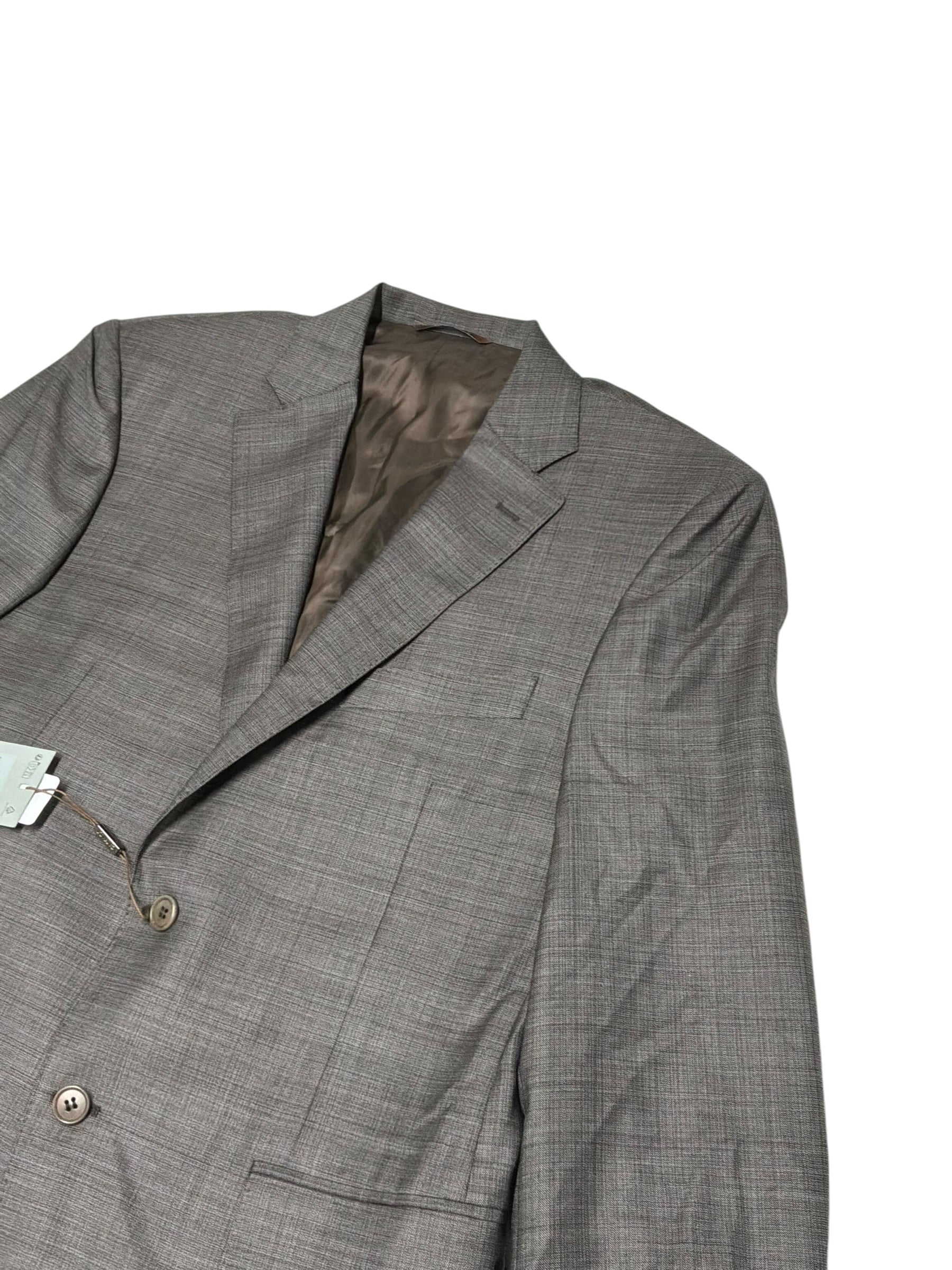 Canali Siena Sharkskin Regular Fit Suit Jacket Blazer US 40r EU 50R Brown Wool