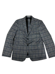 Ted Baker Mens Slim fit Sport Coat Blazer 38 S Grey Blue Plaid