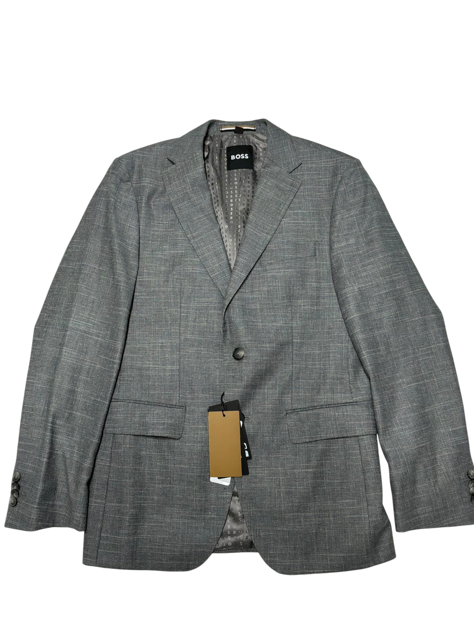 Hugo Boss Mens Slim fit Hutson Sport Coat Blazer 38 R Gray Solid