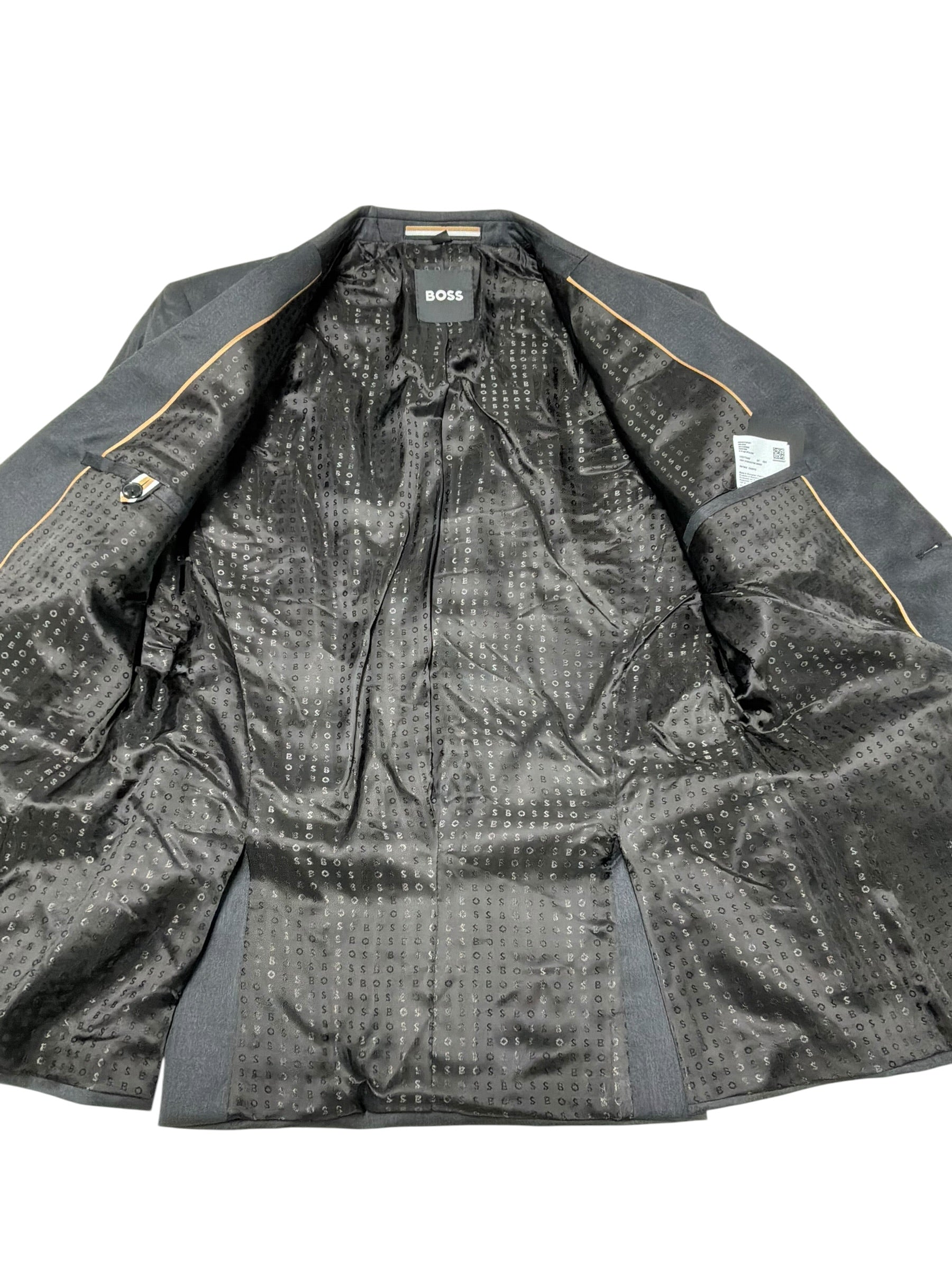 Hugo Boss Mens Huge/Genius Twill Slim fit Suit Jacket Blazer 38 S Dark Grey