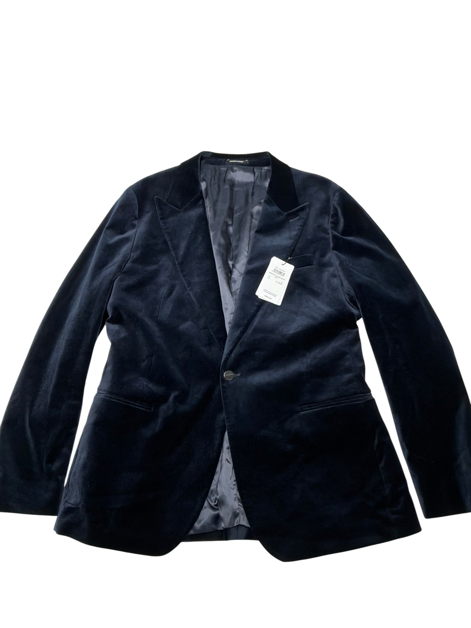 Reiss Mens Slim fit Velvet Sport Coat Blazer 44 R Navy Blue Solid